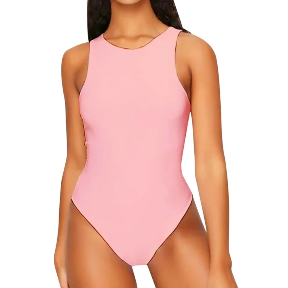 Blush pink sleeveless stretch bodycon bodysuit top size large